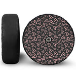 Cute Pink Heart Pattern Print Tire Cover With Camera Hole