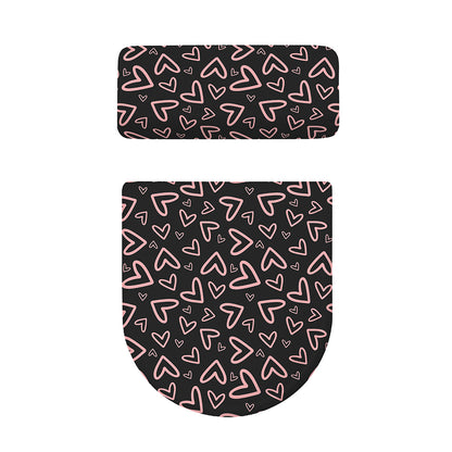 Cute Pink Heart Pattern Print Toilet Lid And Tank Cover Set