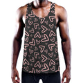 Cute Pink Heart Pattern Print Men's Workout Tank Top
