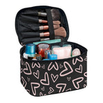 Cute Pink Heart Pattern Print Travel Makeup Bag