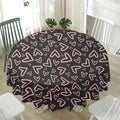 Cute Pink Heart Pattern Print Waterproof Round Tablecloth