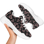 Cute Pink Heart Pattern Print White Chunky Shoes