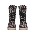 Cute Pink Heart Pattern Print Winter Boots