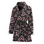 Cute Pink Heart Pattern Print Women's Bathrobe