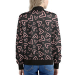 Cute Pink Heart Pattern Print Women's Bomber Jacket