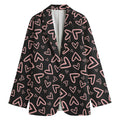 Cute Pink Heart Pattern Print Women's Cotton Blazer