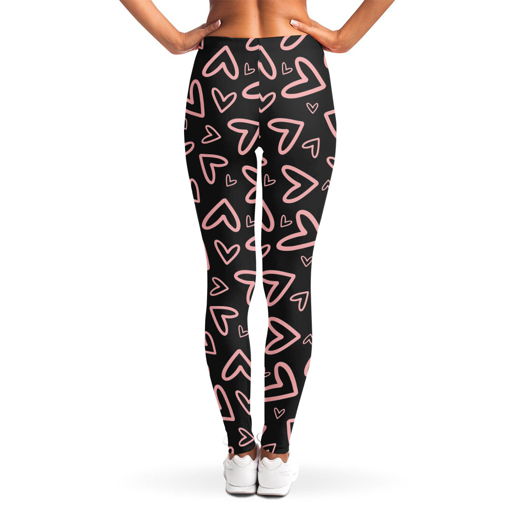 Cute Pink Heart Pattern Print Women's Leggings