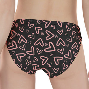 Cute Pink Heart Pattern Print Women's Panties