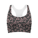 Cute Pink Heart Pattern Print Women's Sports Bra