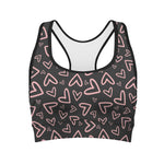 Cute Pink Heart Pattern Print Women's Sports Bra