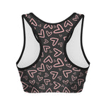 Cute Pink Heart Pattern Print Women's Sports Bra