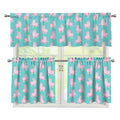 Cute Pink Llama Pattern Print 3 Piece Kitchen Curtains
