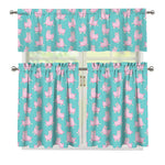 Cute Pink Llama Pattern Print 3 Piece Kitchen Curtains