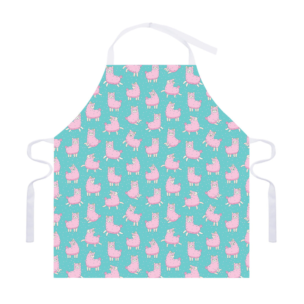 Cute Pink Llama Pattern Print Adjustable Apron
