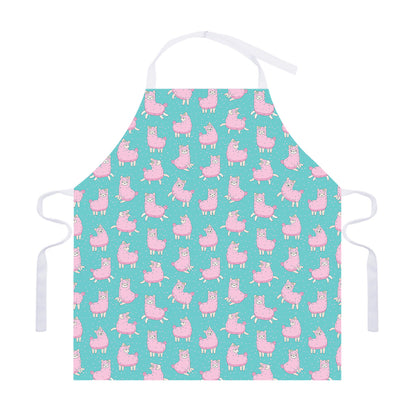 Cute Pink Llama Pattern Print Adjustable Apron