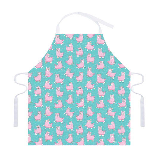 Cute Pink Llama Pattern Print Adjustable Apron