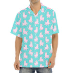 Cute Pink Llama Pattern Print Aloha Shirt