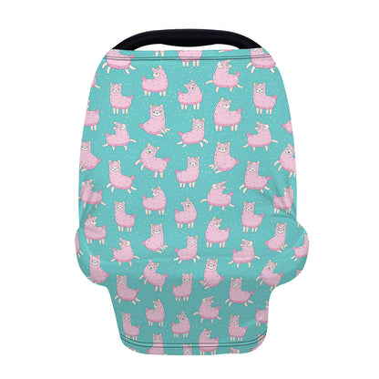Cute Pink Llama Pattern Print Baby Seat Cover