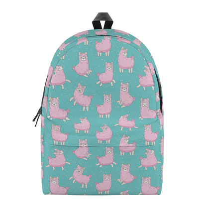 Cute Pink Llama Pattern Print Backpack
