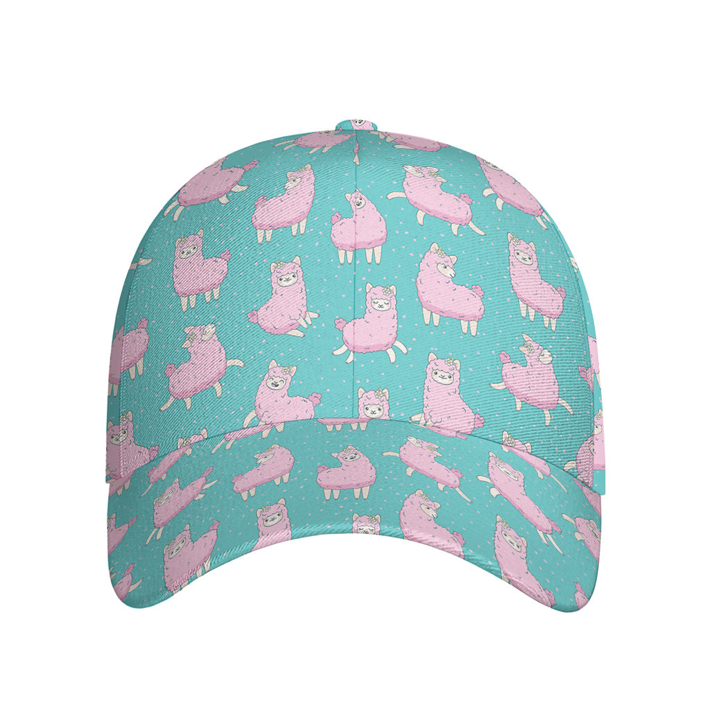 Cute Pink Llama Pattern Print Baseball Cap