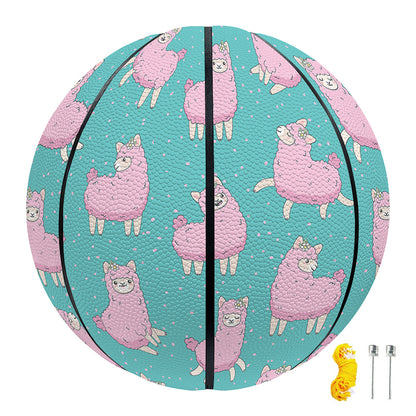 Cute Pink Llama Pattern Print Basketball