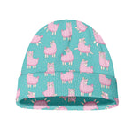 Cute Pink Llama Pattern Print Beanie