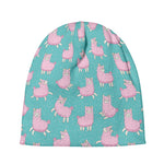 Cute Pink Llama Pattern Print Beanie