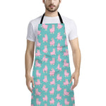 Cute Pink Llama Pattern Print Bib Apron With Pocket