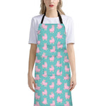 Cute Pink Llama Pattern Print Bib Apron With Pocket