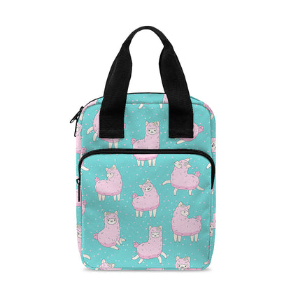 Cute Pink Llama Pattern Print Bible Tote Bag