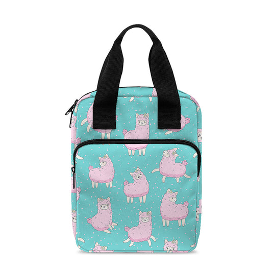 Cute Pink Llama Pattern Print Bible Tote Bag