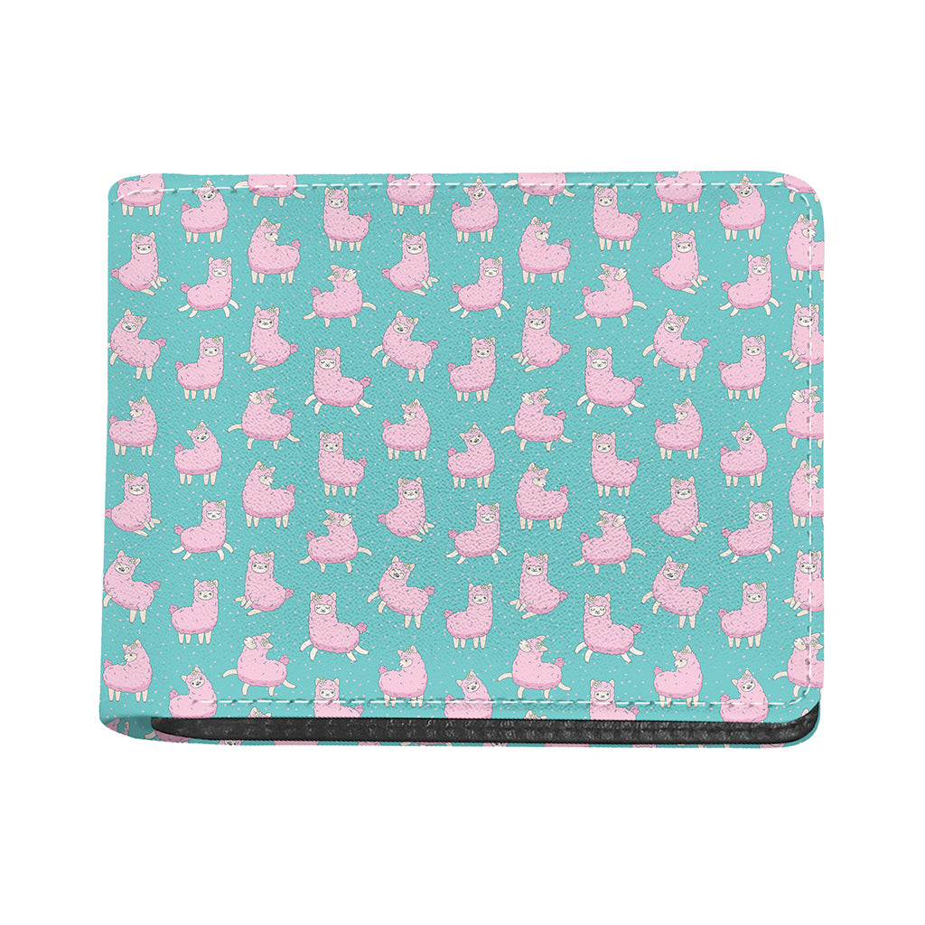 Cute Pink Llama Pattern Print Bifold Wallet