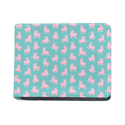 Cute Pink Llama Pattern Print Bifold Wallet