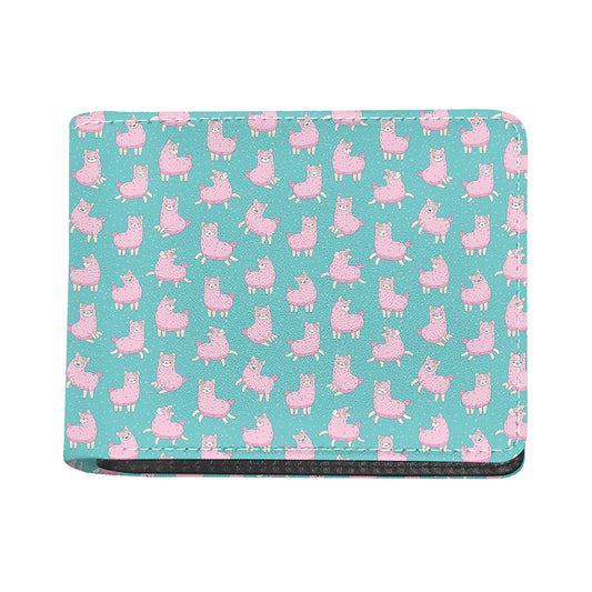 Cute Pink Llama Pattern Print Bifold Wallet