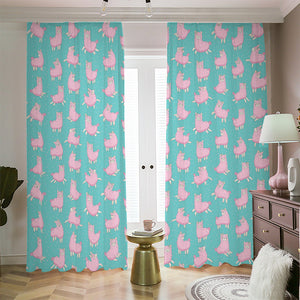 Cute Pink Llama Pattern Print Blackout Pencil Pleat Curtains