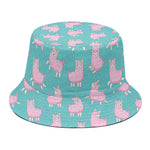 Cute Pink Llama Pattern Print Bucket Hat