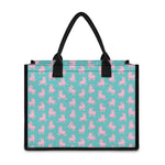 Cute Pink Llama Pattern Print Canvas Tote Bag