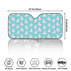 Cute Pink Llama Pattern Print Car Windshield Sun Shade