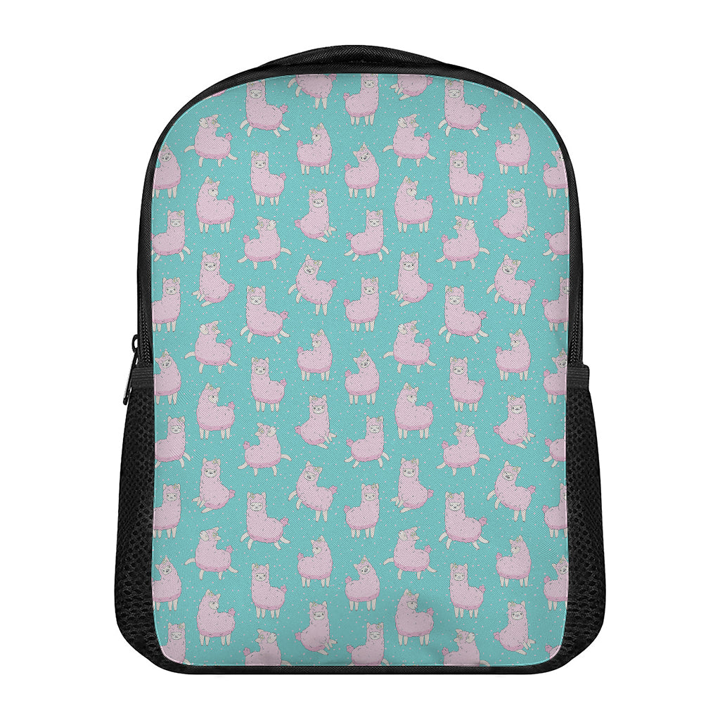 Cute Pink Llama Pattern Print Casual Backpack