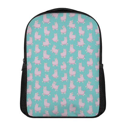 Cute Pink Llama Pattern Print Casual Backpack