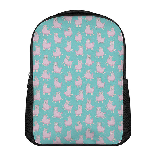 Cute Pink Llama Pattern Print Casual Backpack