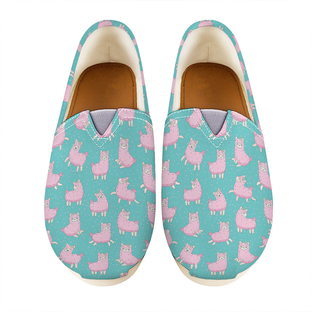 Cute Pink Llama Pattern Print Casual Shoes