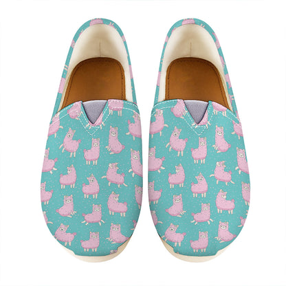 Cute Pink Llama Pattern Print Casual Shoes