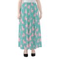 Cute Pink Llama Pattern Print Chiffon Maxi Skirt