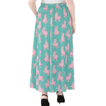 Cute Pink Llama Pattern Print Chiffon Maxi Skirt
