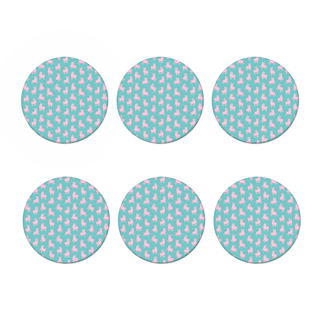 Cute Pink Llama Pattern Print Coaster Set
