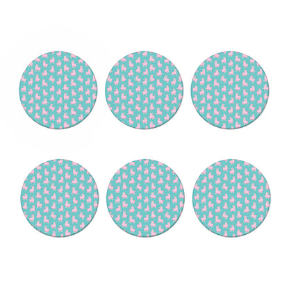 Cute Pink Llama Pattern Print Coaster Set