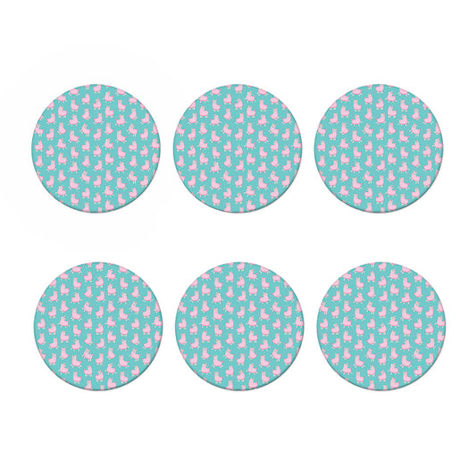 Cute Pink Llama Pattern Print Coaster Set