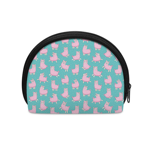 Cute Pink Llama Pattern Print Coin Purse