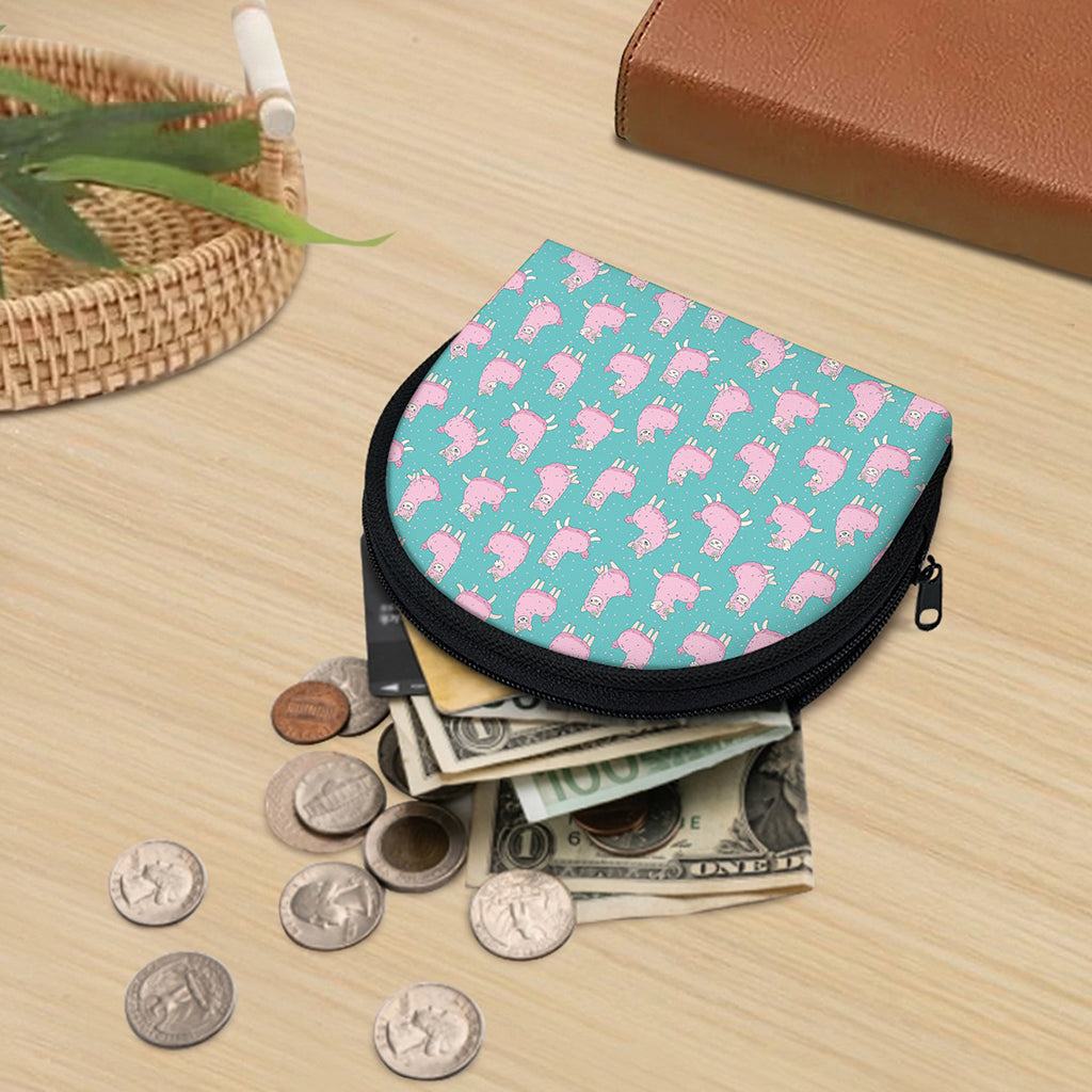 Cute Pink Llama Pattern Print Coin Purse